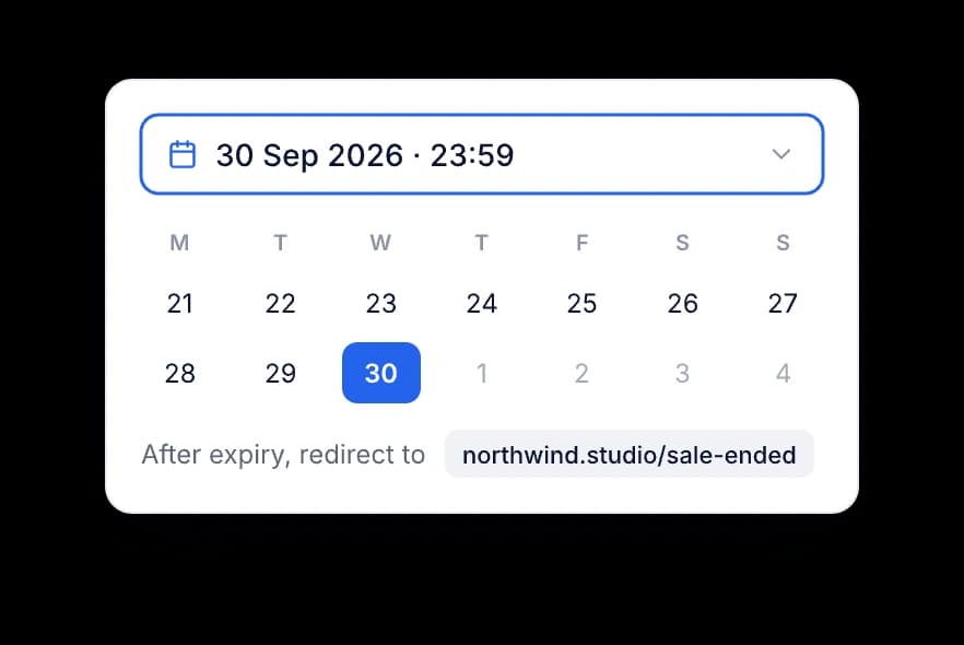 Sélecteur de date d’expiration réglé sur le 30 septembre 2026 à 23 h 59
